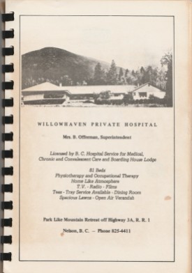Willowhaven ad in St. Andrew's-by-the-Lake cookbook-1971
