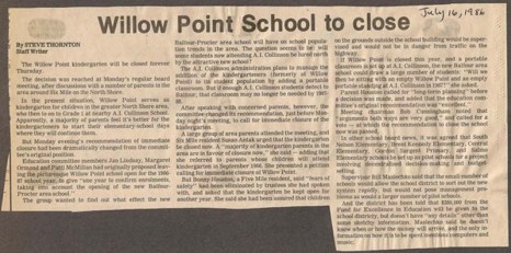 Willow Point School closure-July 1986 NDN